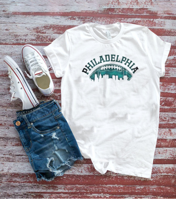Philadelphia Football Skyline With Football Arch T-Shirt