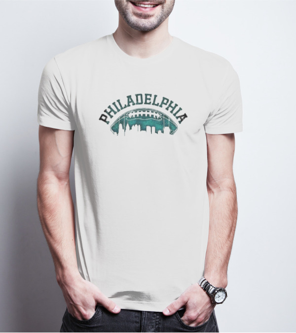 Philadelphia Football Skyline With Football Arch T-Shirt