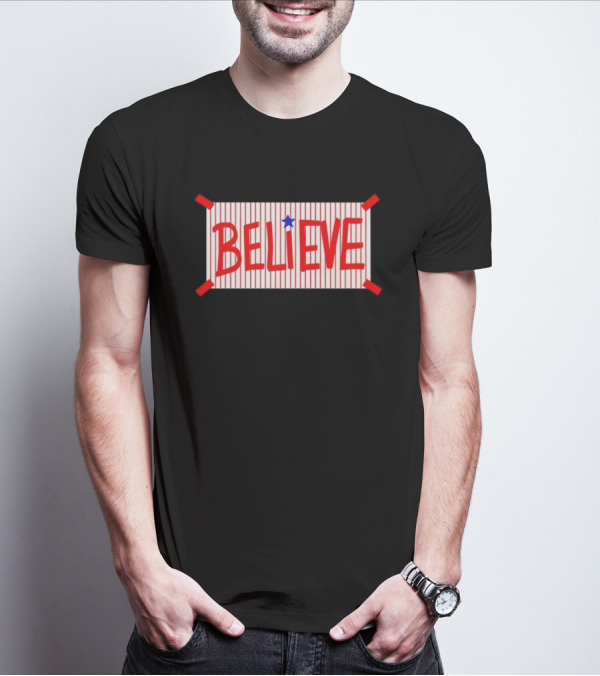 Philadelphia Phillies Believe Star Red Stripes T-Shirt