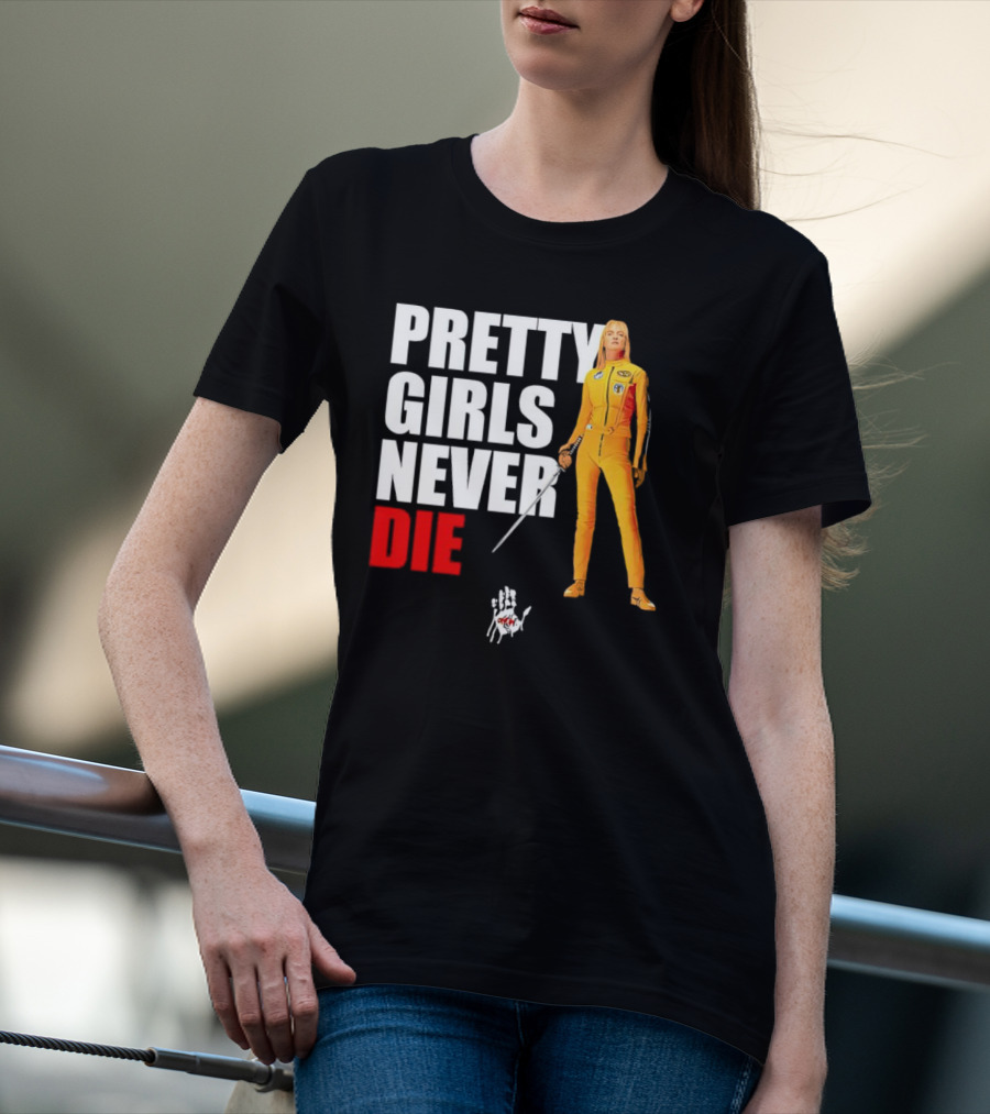 Pretty Girls Never Die Uma Yellow Jumpsuit Sword T-Shirt