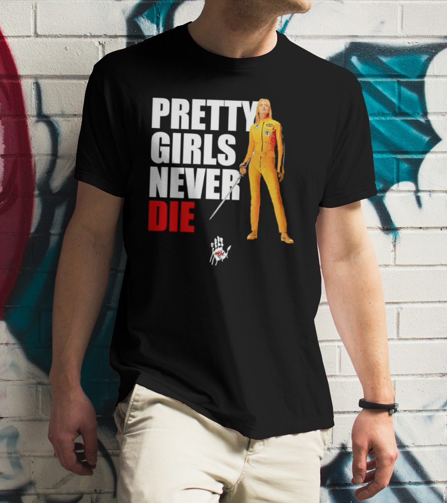 Pretty Girls Never Die Uma Yellow Jumpsuit Sword T-Shirt