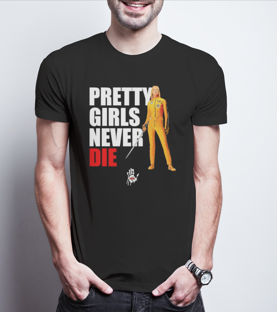 Pretty Girls Never Die Uma Yellow Jumpsuit Sword T-Shirt