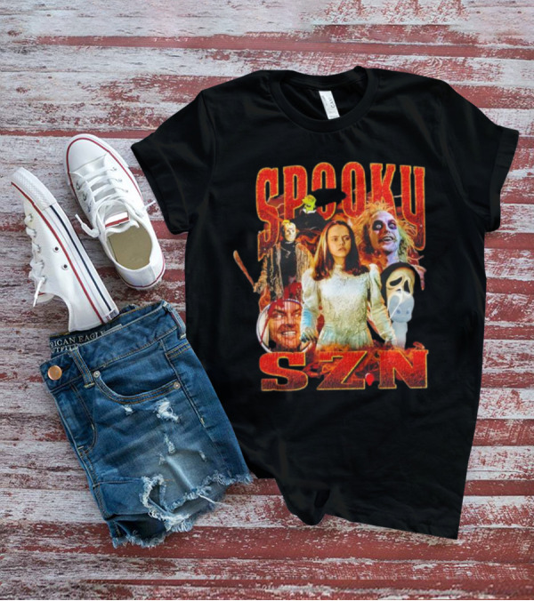 Spooky Szn Halloween Horror Characters Collage T-Shirt