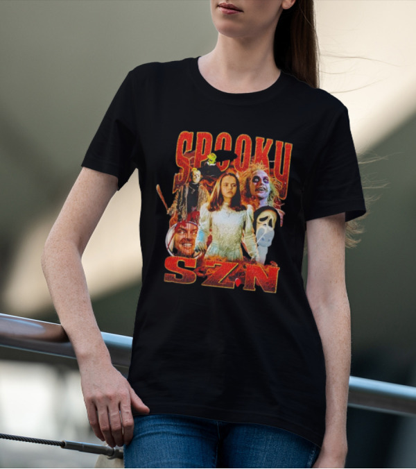 Spooky Szn Halloween Horror Characters Collage T-Shirt