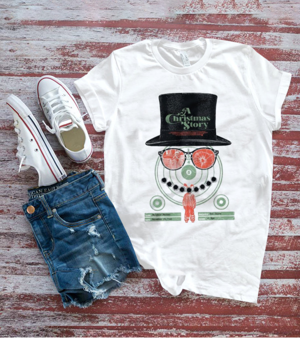 A Christmas Story Ralphie Parker Shooting Range With Top Hat And Glasses T-Shirt