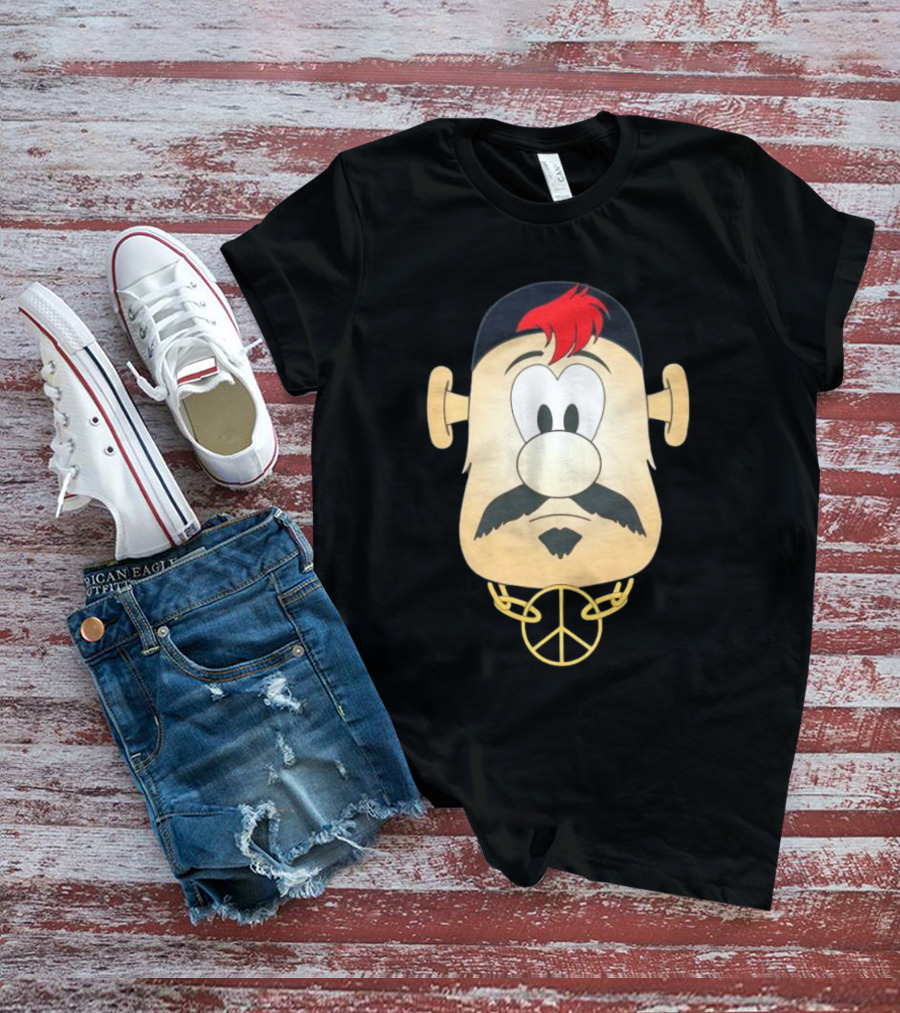 Blooper Strider Cartoon Face With Peace Necklace T-Shirt