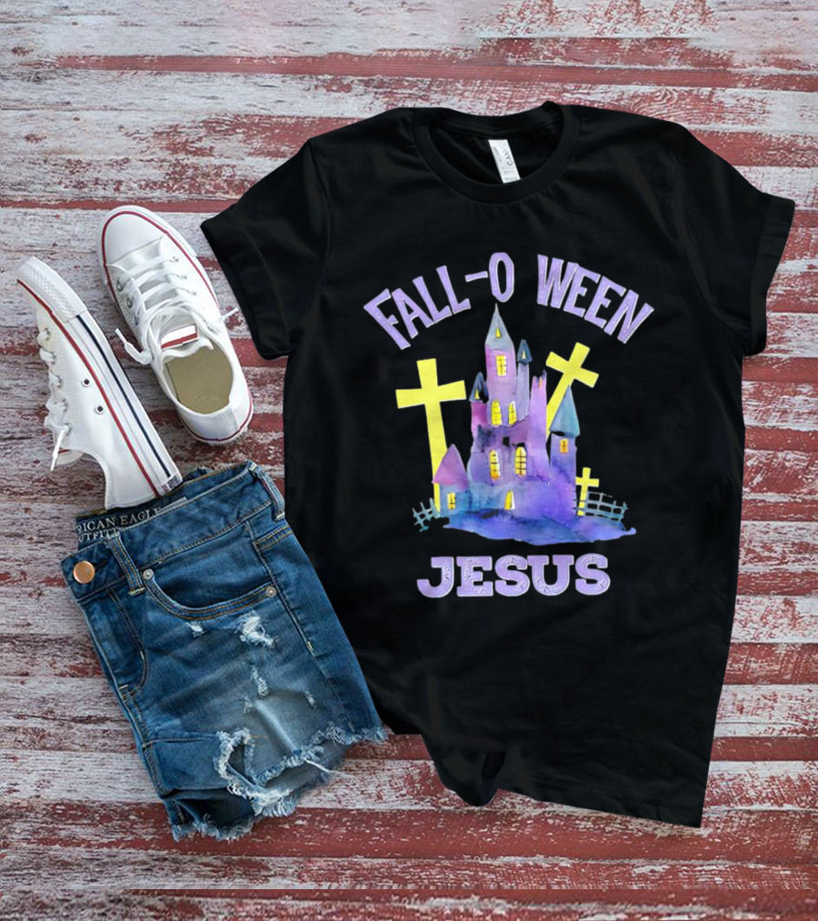 Falloween Jesus Haunted Castle With Crosses T-Shirt