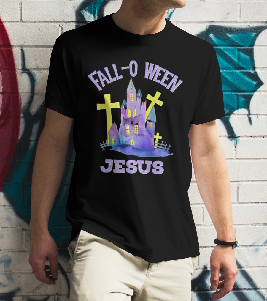 Falloween Jesus Haunted Castle With Crosses T-Shirt