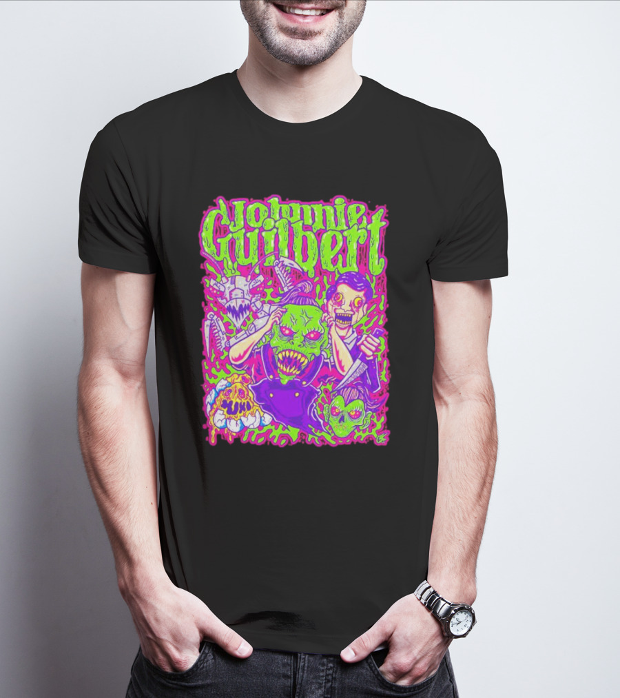 Johnnie Guilbert Haunted Ghouls Monster Faces T-Shirt