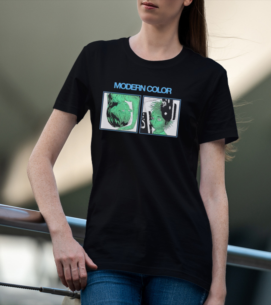 MODERN COLOR FORTRESS Anime Abstract Green Portraits T-Shirt