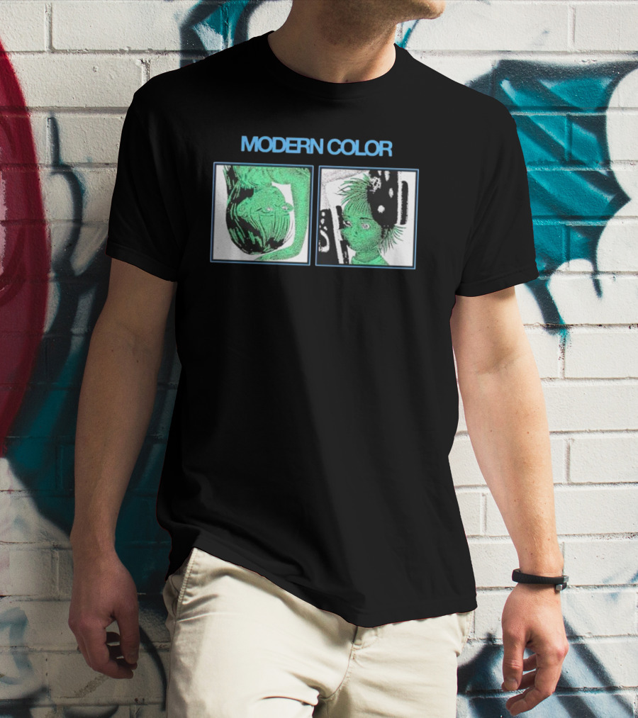 MODERN COLOR FORTRESS Anime Abstract Green Portraits T-Shirt