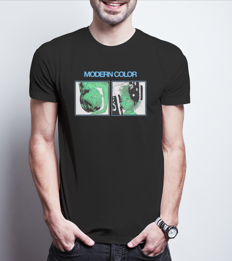 MODERN COLOR FORTRESS Anime Abstract Green Portraits T-Shirt