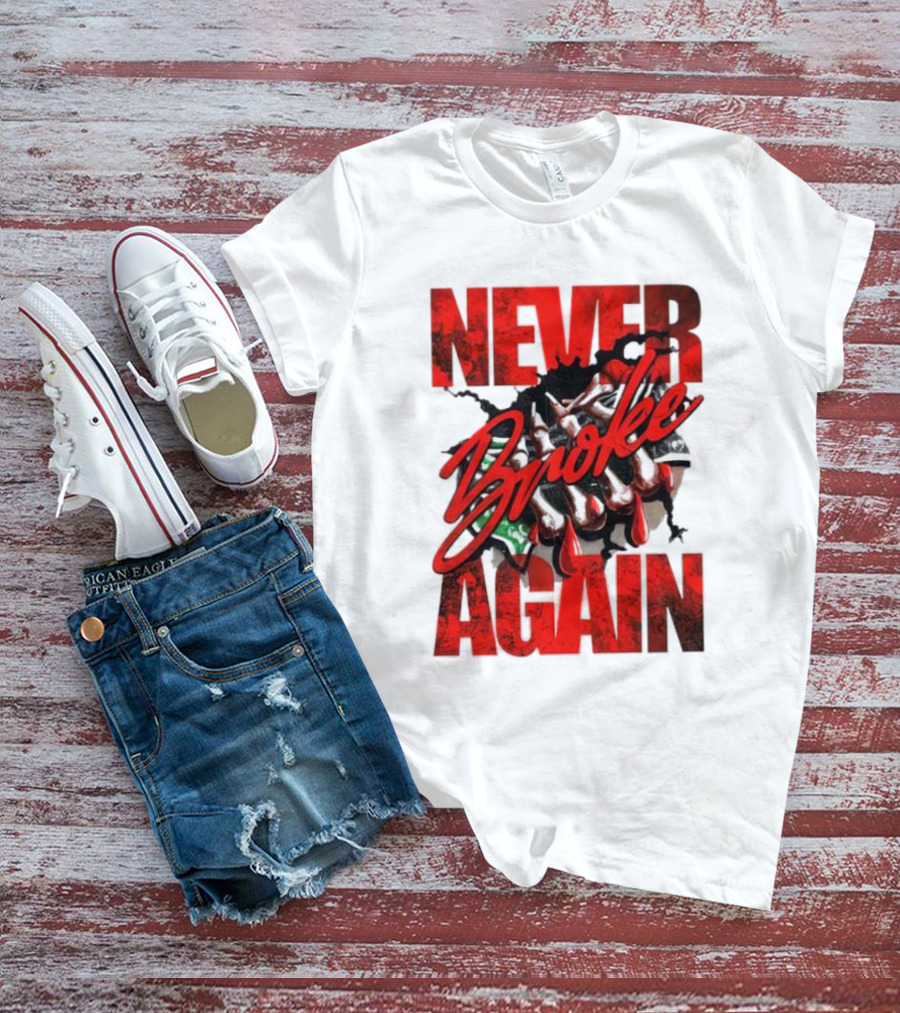 Never Broke Again Red Dripping With Money Seafoam Highlights T-Shirt