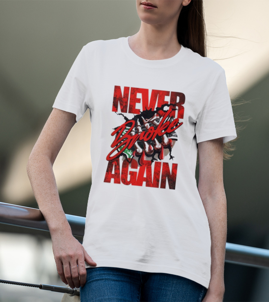 Never Broke Again Red Dripping With Money Seafoam Highlights T-Shirt