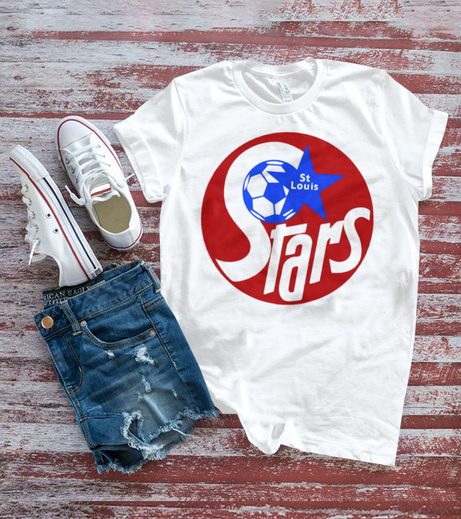 St Louis Stars Soccer 1977 NASL Classic Logo With Soccer Ball And Blue Star T-Shirt