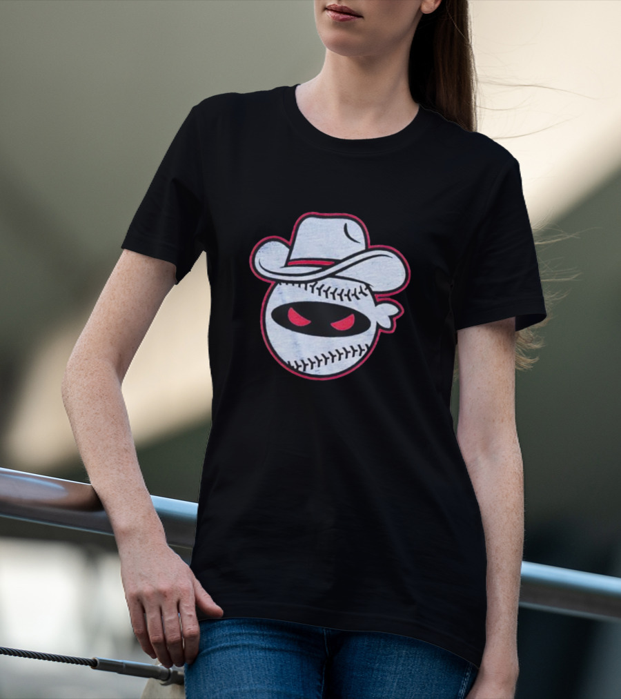 Pitching Ninja Cowboy Baseball Icon Wearing Cowboy Hat T-Shirt