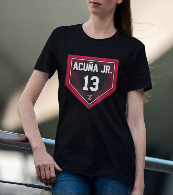 Acuña Jr. 13 Home Plate Gameday Celebrating Baseball Excellence T-Shirt
