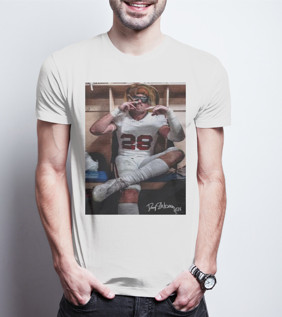 Stutsman Texas Fears Oklahoma 28 Football Locker Room Celebration Posing With Cigar And Signature T-Shirt