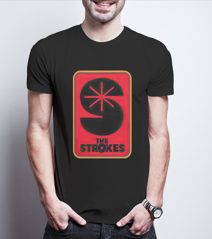 The Strokes Retro Logo Red Black Starburst T-Shirt