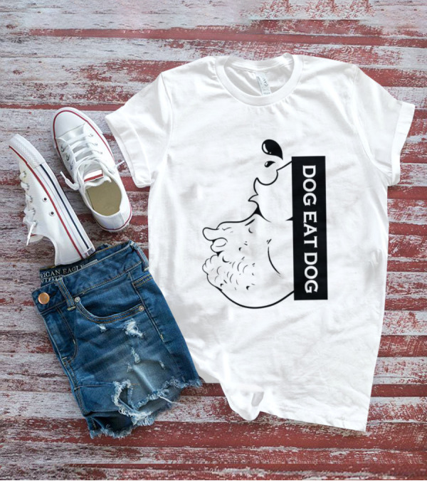 DOG EAT DOG Text With Canine Sketch T-Shirt