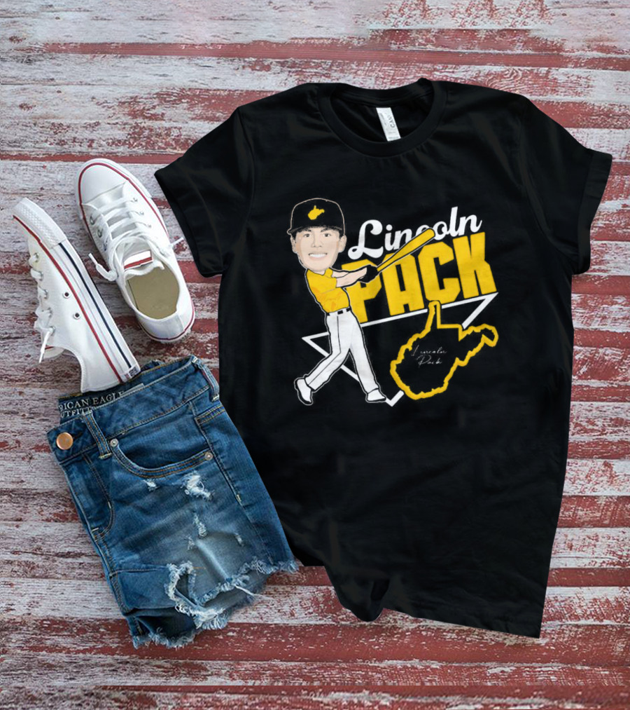 Lincoln Pack Baseball Caricature With Signature And West Virginia T-Shirt