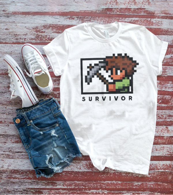 Terraria Survivor Pixel Art Character With Pickaxe T-Shirt