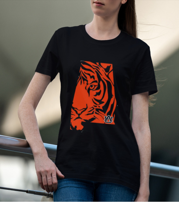 Auburn Tigers A Logo With Striped Tiger Face T-Shirt