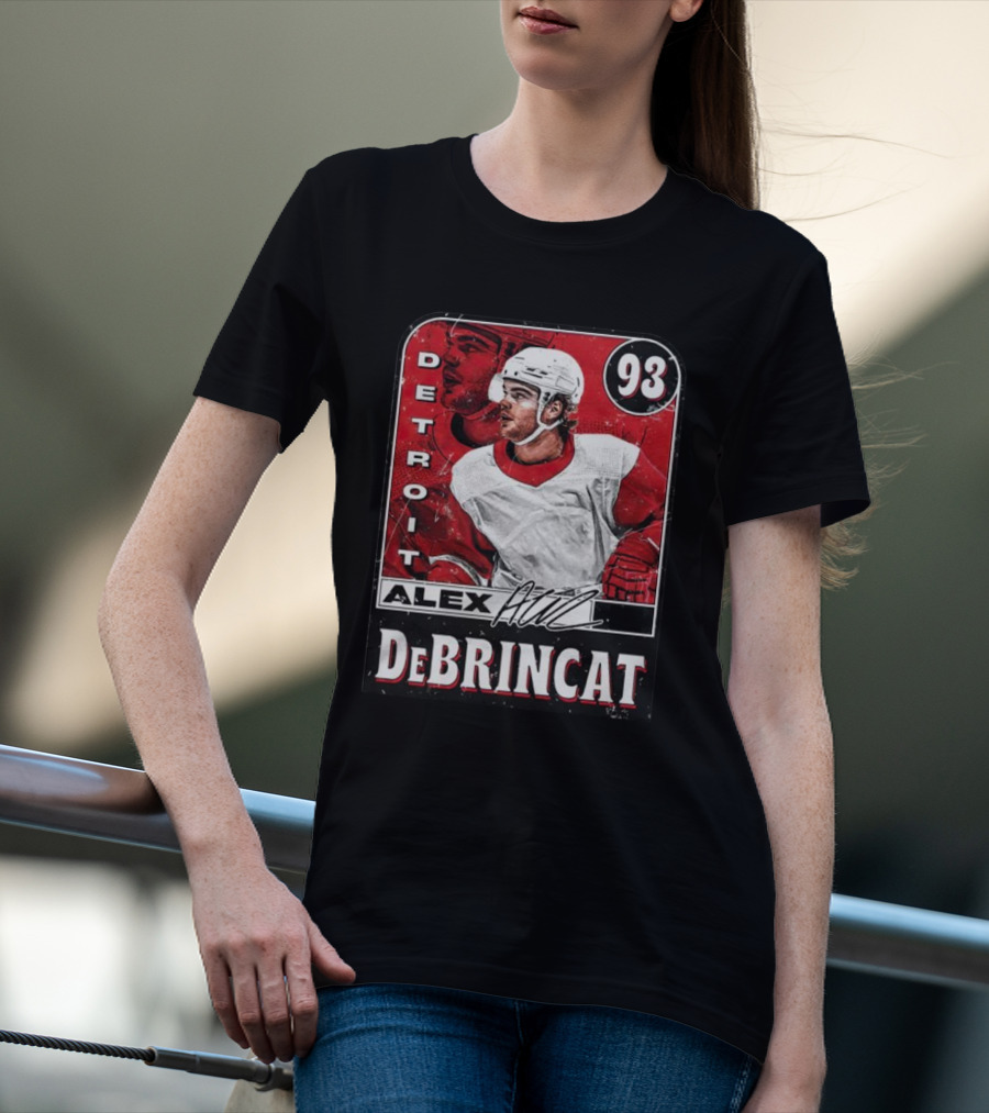 Detroit Alex DeBrincat 93 Card Red And White Hockey T-Shirt
