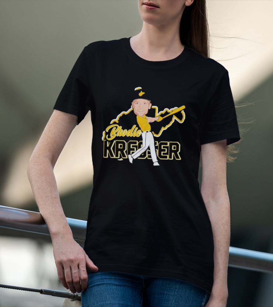 Brodie Kresser Caricature Signature Baseball Player With Bat And Outline T-Shirt
