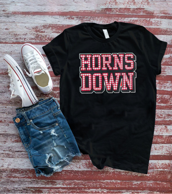 Houndstooth Horns Down Black T-Shirt