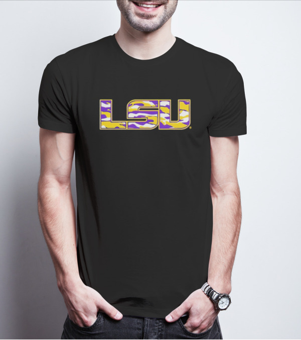 LSU Tigers Purple Gold Camo T-Shirt