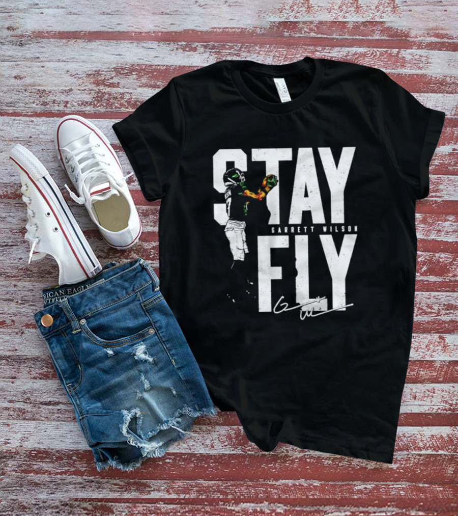 Garrett Wilson Stay Fly New York Jets Signature Catch T-Shirt