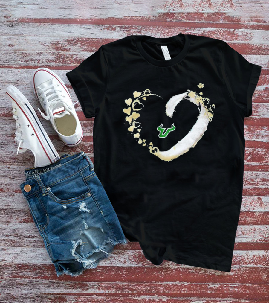 South Florida Bulls University Team Logo Heart T-Shirt