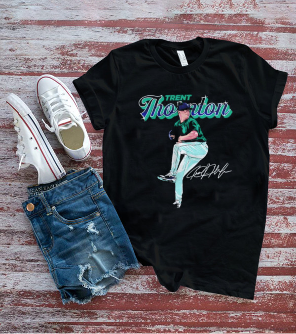Trent Thornton Pitching Seattle Mariners Baseball Signature T-Shirt