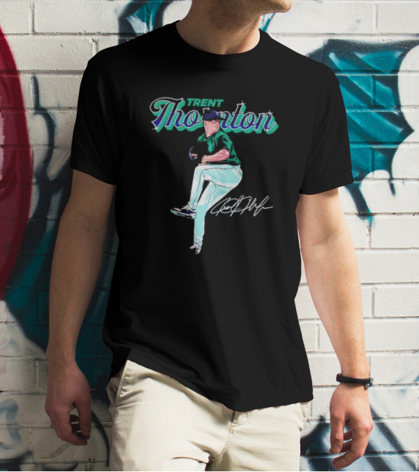 Trent Thornton Pitching Seattle Mariners Baseball Signature T-Shirt