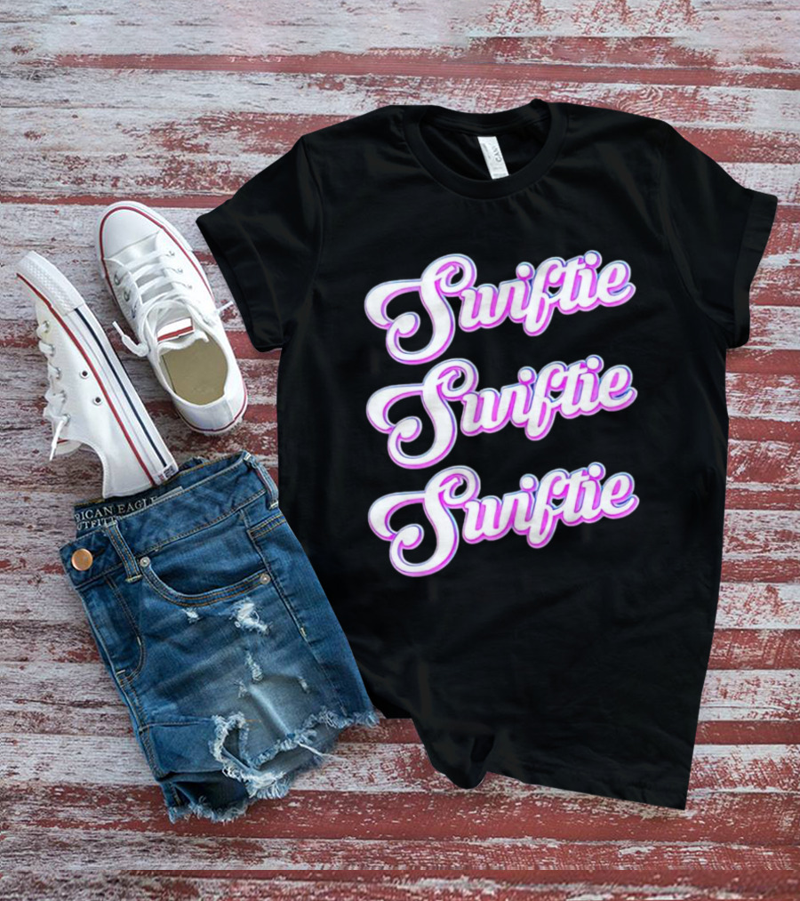 Triple Swiftie Groovy 80’s Style Retro Pink Typography T-Shirt