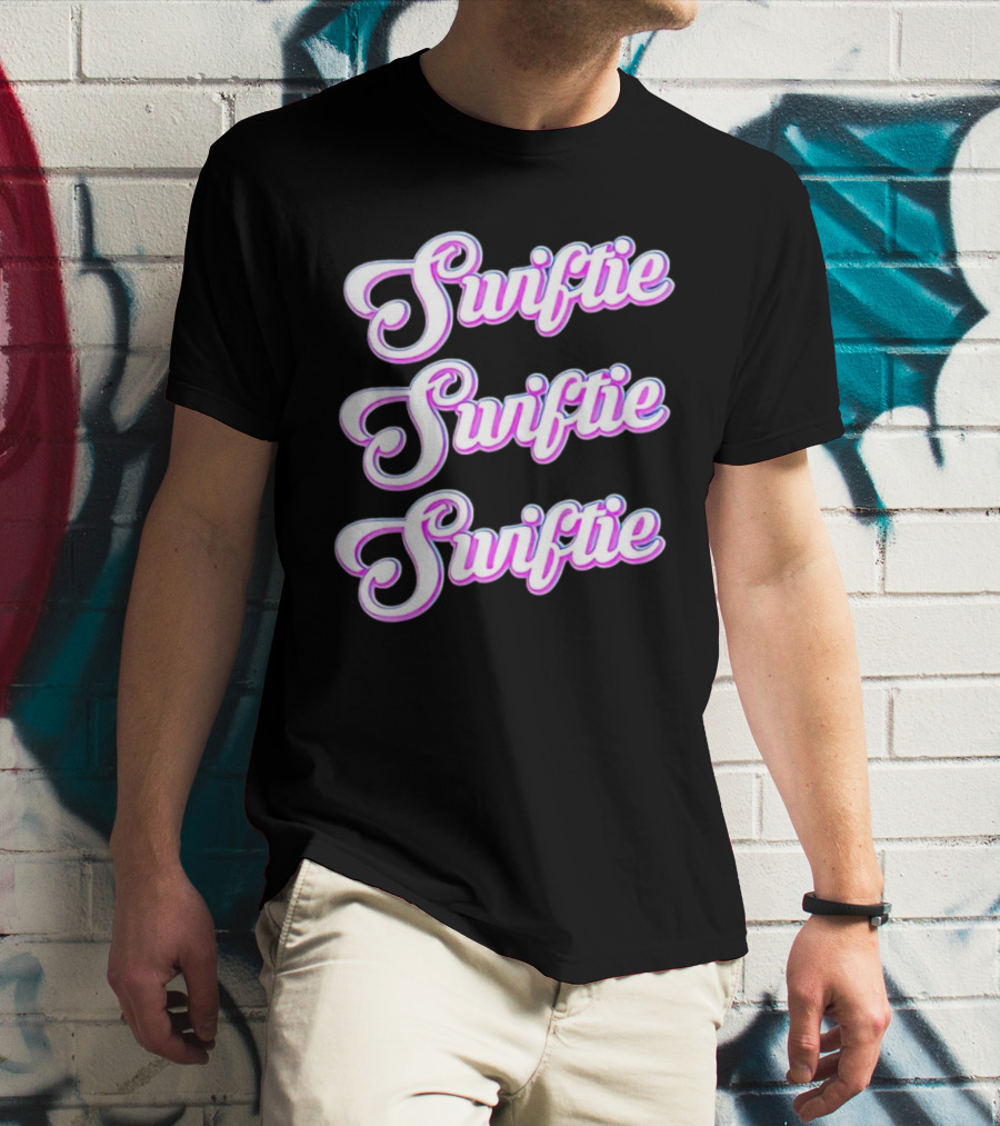 Triple Swiftie Groovy 80’s Style Retro Pink Typography T-Shirt