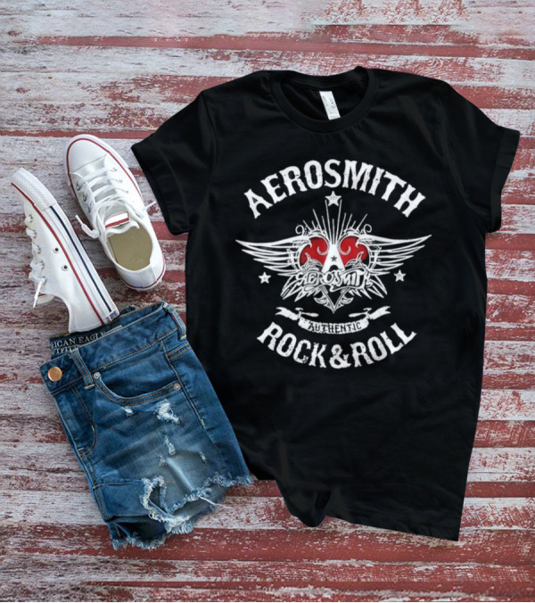 Aerosmith Authentic Rock And Roll Wings And Heart T-Shirt