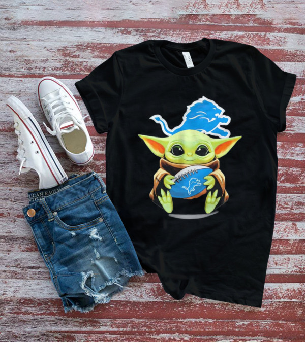 Baby Yoda Detroit Lions Football Fan T-Shirt