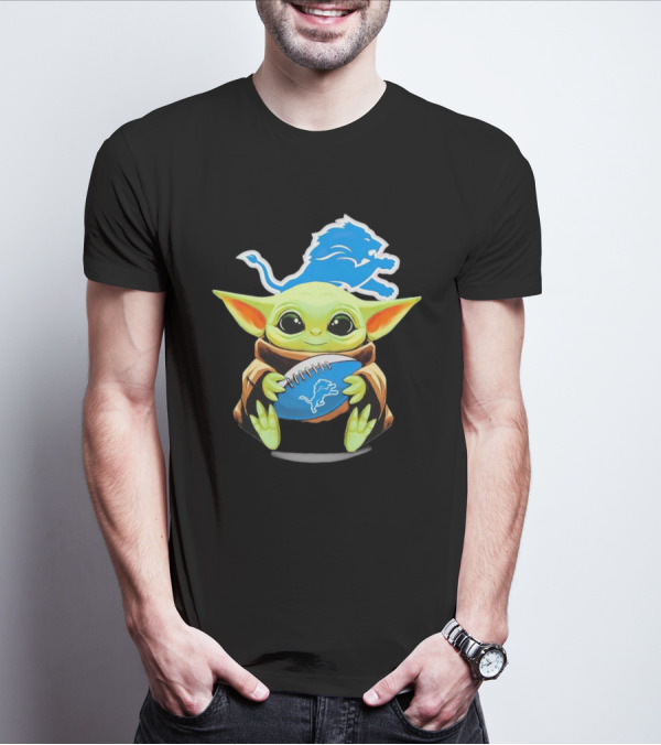 Baby Yoda Detroit Lions Football Fan T-Shirt