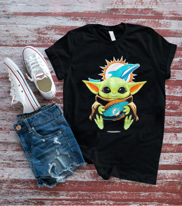 Baby Yoda Miami Dolphins Football Fan T-Shirt