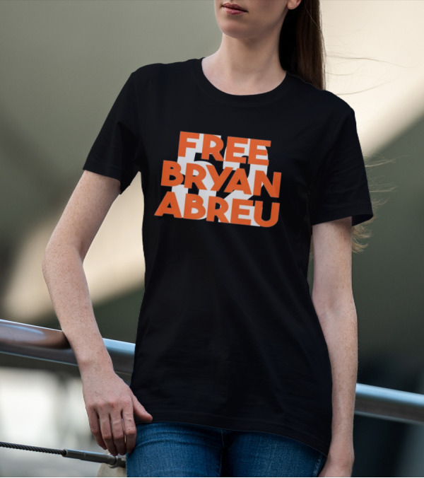 Free Bryan Abreu 52 Bold Orange Text T-Shirt