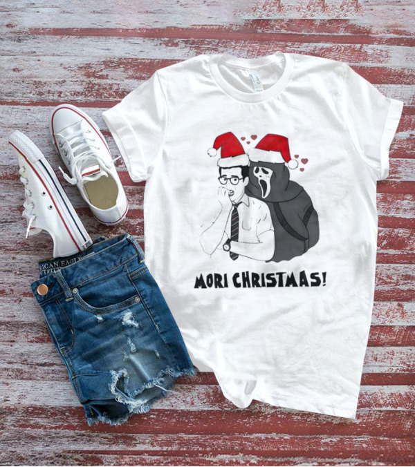 Ghostface Mori Christmas Santa Hats And Hearts T-Shirt