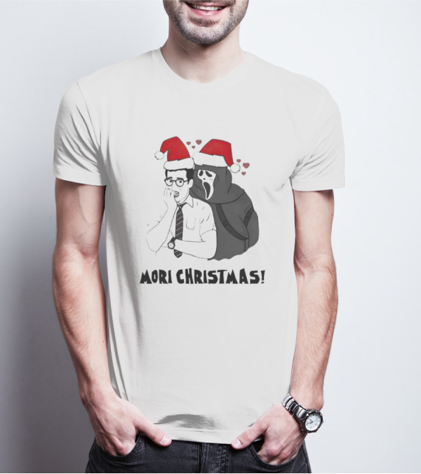 Ghostface Mori Christmas Santa Hats And Hearts T-Shirt