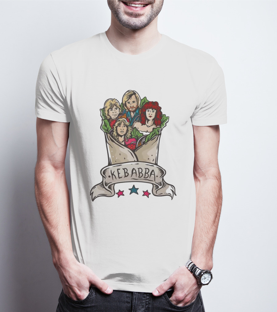 Kebabba Kebab 70s Style Characters In Wrap With Stars T-Shirt