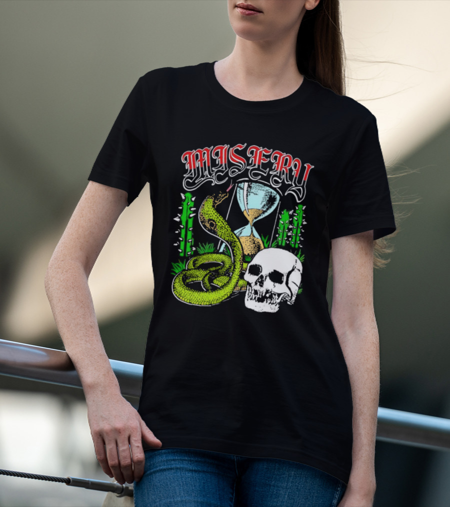 Misery Snake Skull Hourglass Cactus T-Shirt