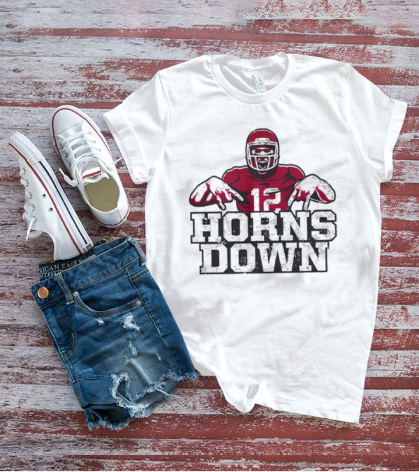 Oklahoma College Number 12 Horns Down Football Player Gesture T-Shirt