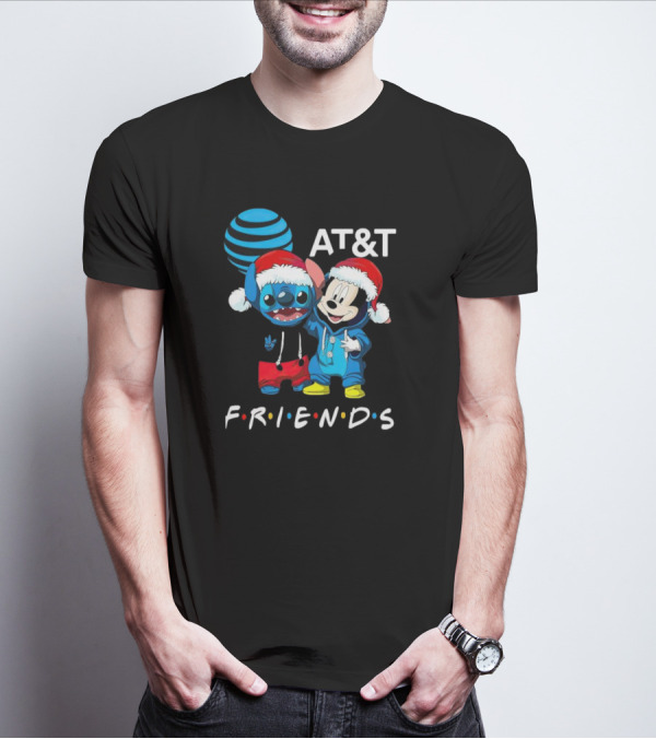 AT&T Christmas Friends Stitch And Mickey Mouse Holiday Cheer T-Shirt