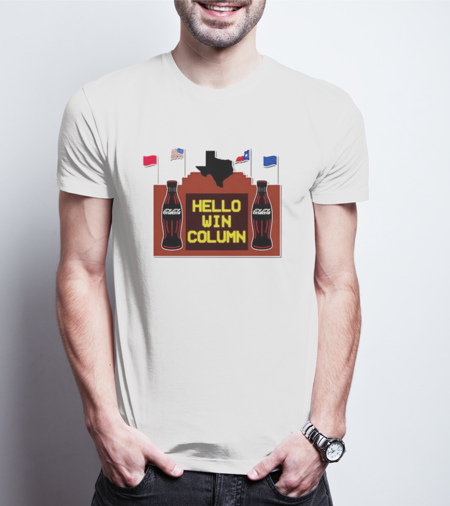 Hello Win Column Texas Rangers Flags Coca-Cola T-Shirt