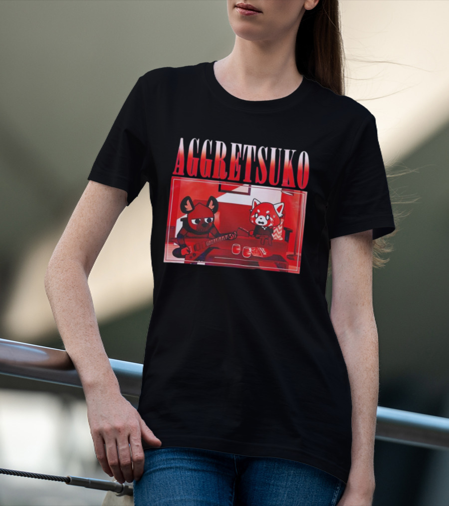 Aggretsuko Haida Couch Red Panda Rock Guitar Scene T-Shirt